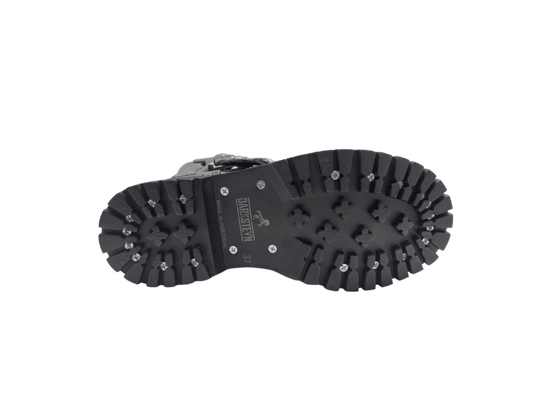 Darksteyn 14 Eye Premium Ranger Boots 4 Buckle Black Zip