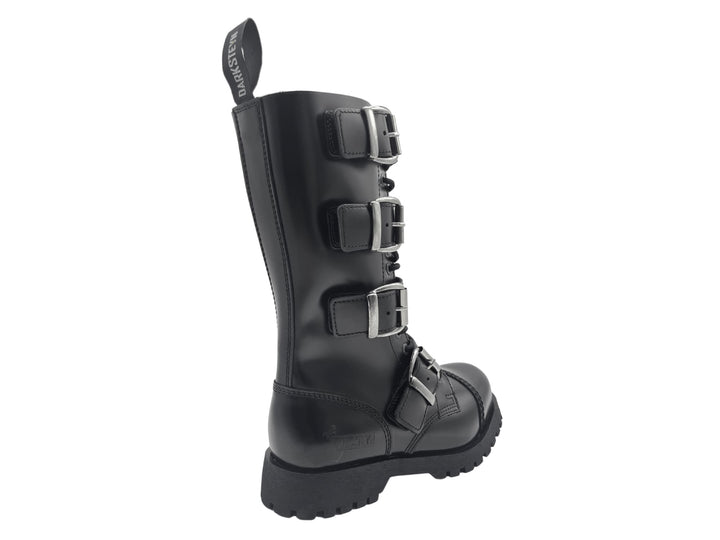 Darksteyn 14 Eye Premium Ranger Boots 4 Buckle Black Zip